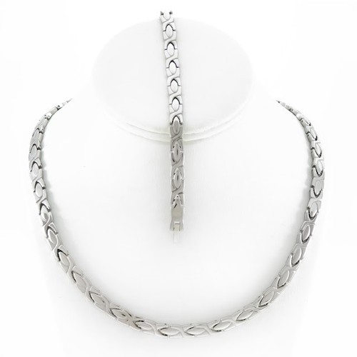 Set Collana Bracciale Acciaio Inox Set Collana E Bracciale 'Abbracci E Baci' In Acciaio Inox 3 Toni - 18 Pollici, Perfetto Per Chi Ama Lo Stile Choker Cuore De Amicis - Foto 6