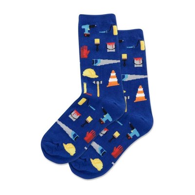 Hotsox Kid's Tools Crew Socks 1 Pair Dark Blue Kid's Large/Extra Large