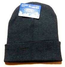 Black Mens Womens KNIT CUFF Beanie Hat Cap Warm Winter NWT RUGGED WEAR