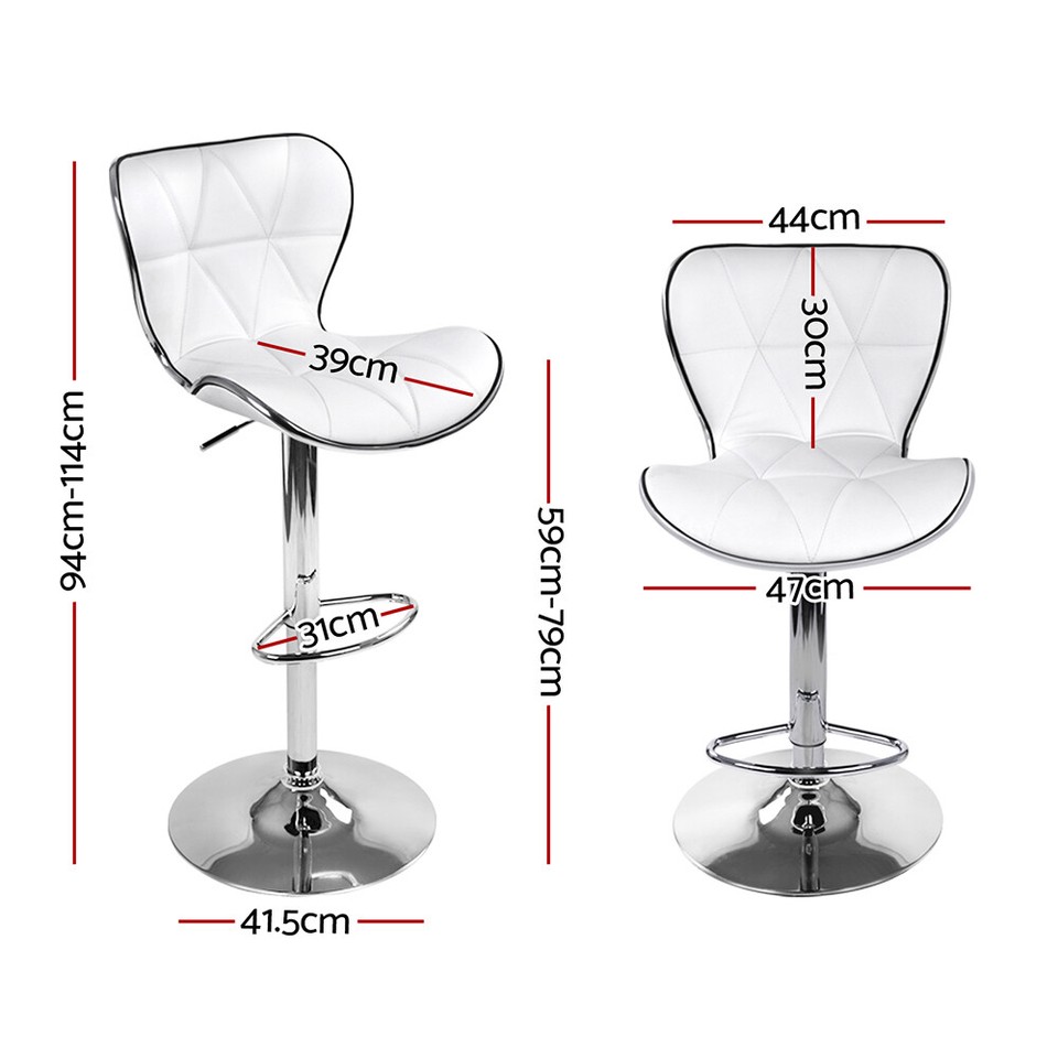 Artiss 4x Bar Stools Gas Lift Leather Seat White 9350062116685 eBay