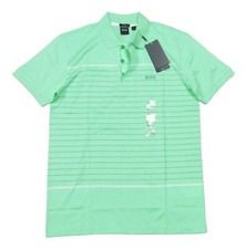 Hugo Boss Black Label Men's Light Green Paule Striped Slim Fit Polo Shirt