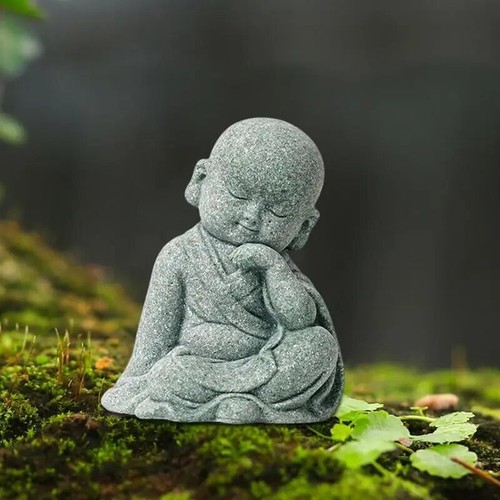Piccoli monaci buddisti statuina Buddha statua in pietra buddismo tibetano monaco zen - Foto 3 di 22