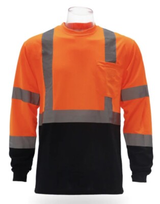 Hi-Vis Heat Transfer Reflective Safety Long Sleeve Shirt - M