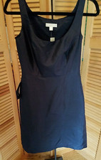 Ann Taylor Navy 100% Silk Sheath Dress Size 2 NO BELT