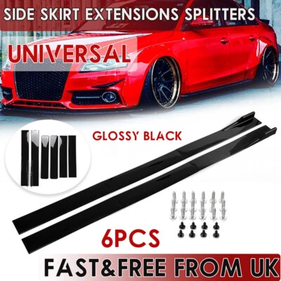 AUTOPARADISE2019 2m 78.7" Gloss Black Side Skirts Extension Rocker Panel Splitter Lip Universal