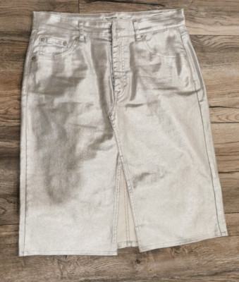 Pull&Bear -Rock-  in Silber-Metalloptik  mit Schlitz,  Gr.L