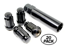 Set of 20 12x1.5 Black Spline Lug Nuts Honda Accord Civic SI Fit S2000 CRV CRZ 