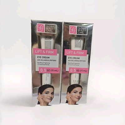 2 Global Beauty Lift & Firm Eye Cream Collagen Peptides Anti Aging Retinol