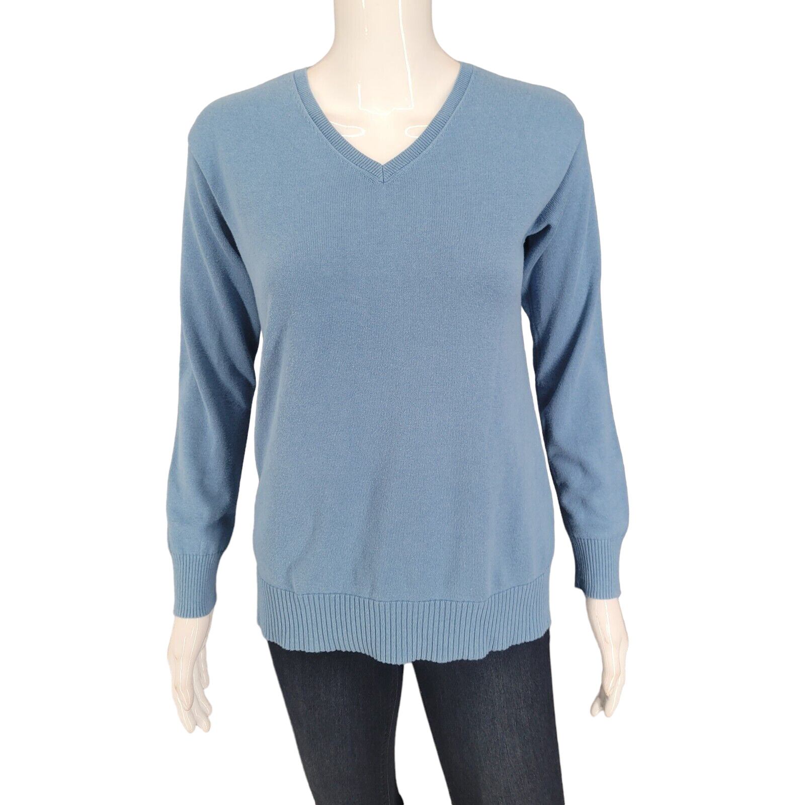 Womens Sweater XX-Small Sz Blue Cotton Rayon Casual Modern Top w Scarf Set