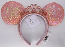 Disney Parks Princess Crown Tiara Rose Sequin Mouse Ears Headband RETIRED - NEW