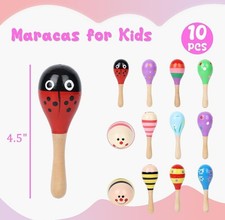 POPLAY 10PCS Mini Wooden Maracas, Maracas for Toddler Musical Instruments Woo...