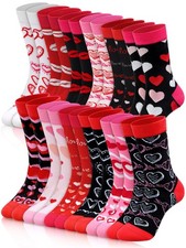 12 Pairs Valentine's Day Socks Unisex Soft Pink Red Valentines Crew Sock Bulk f