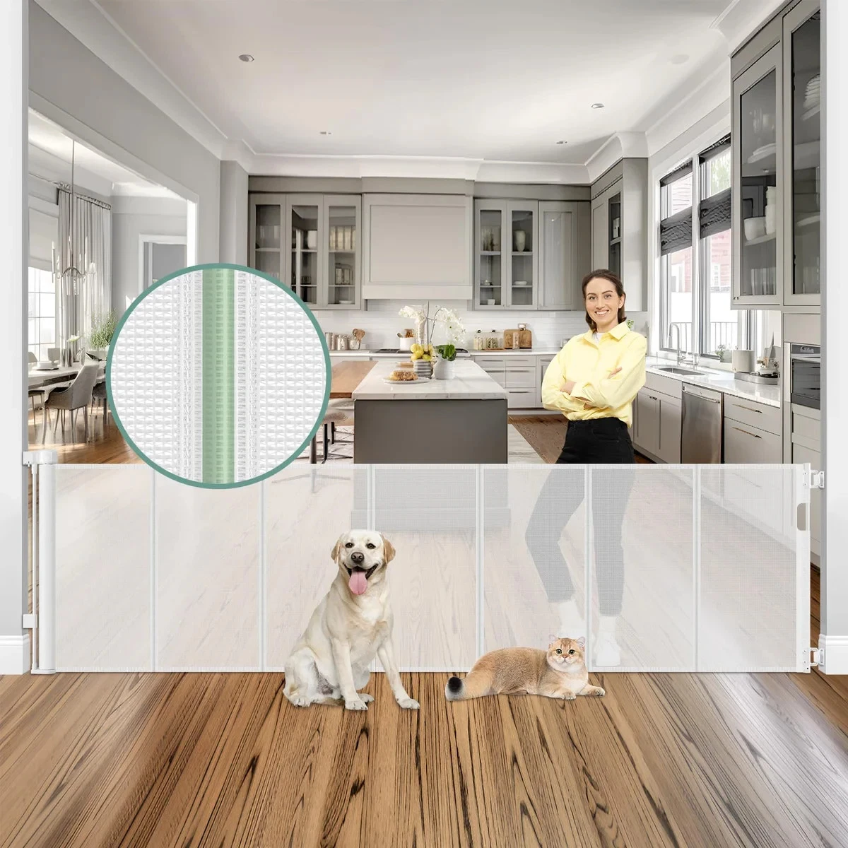 HEELALBABY 200" Retractable Baby Gate XL Extra Wide Mesh Indoor Outdoor.
Opens in a new window or ta
