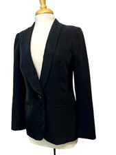 Trina Turk One Button Blazer Black Triacetate Shawl Lapels Lined SZ 6