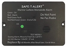 MTI 62-542-BL-MARINE Safe T-Alert 62 Series Carbon Monoxide Alarm, Blk Flush Mnt