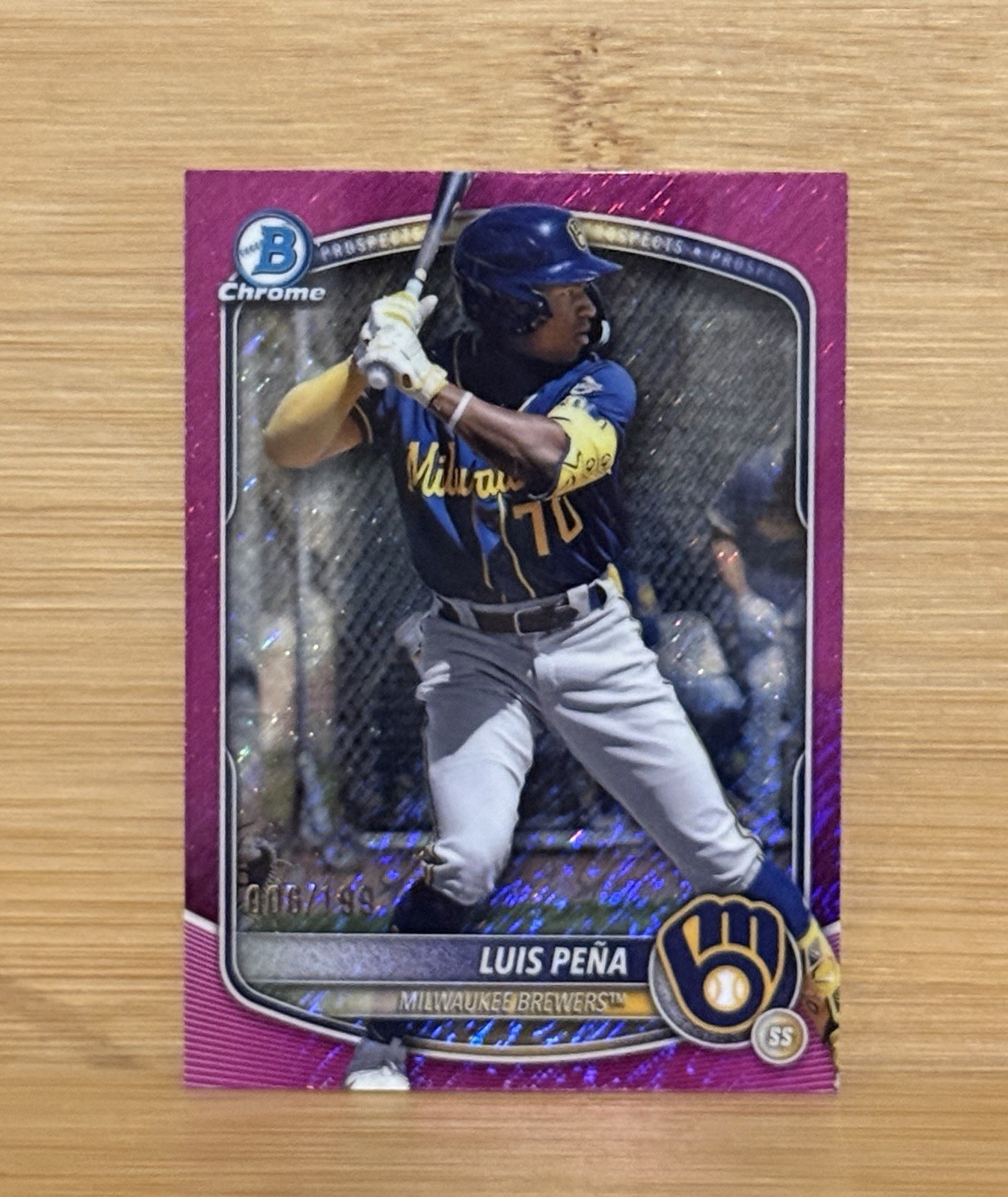 2025 Bowman - Chrome Prospects Luis Pena #BCP-38 Fuchsia Refractor /199