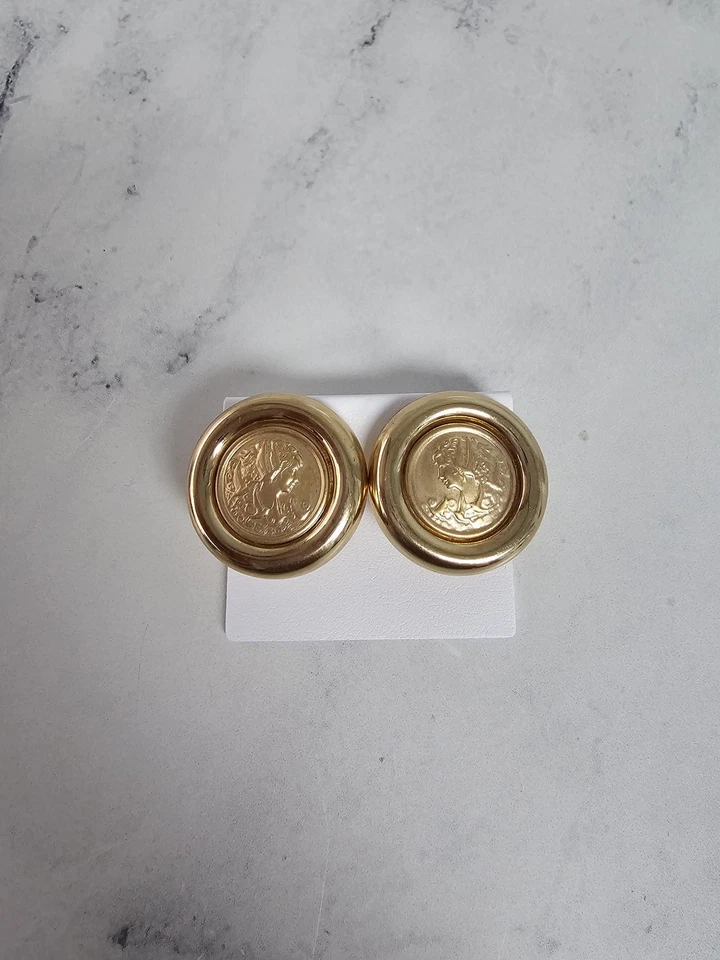 Greek Goddess Aphrodite with Dove Design Omega Clip-On Earrings - Image 3 of 3