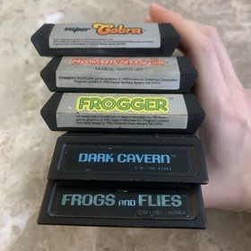 Video Game Lot 1980s Atari 2600 Colecovision Moon Patrol Super Cobra River Raid+