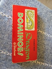 VINTAGE DOUBLE NINE DRAGON DOMINOES SET NO. 920 BY HALSAM IN ORIGINAL BOX - NICE