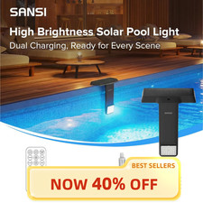 SANSI Solar Pool Lights IP68 Waterproof Underwater RGB With Remote Inground Pool