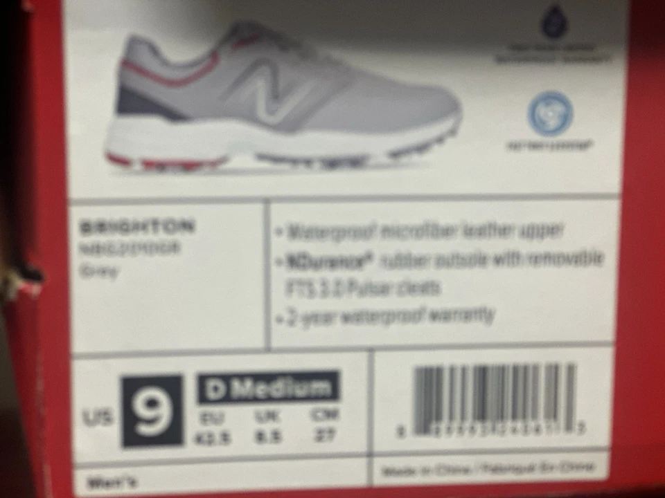 Tênis de golfe New Balance cinza/vermelho/branco masculino tamanho 9 impermeável novo com caixa - Imagem 2 de 4