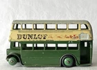 Vintage DINKY TOYS Toy Car Double Decker Green Cream Bus Dunlop Advertising #piK