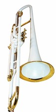 HAHAPA 3 VALVE WHITE / GOLD Bb TROMBONE NO TARIFF / CUSTOM DUTY FOR USA