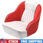 Pontoon Boat Seat, Captains Bucket Seat, Boat Cabin Seating (White/Red)