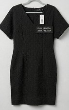 Natori Crinkle Jacquard Sheath Dress, Short Sleeve, Sz 12, LBD, NWT, Knee Length