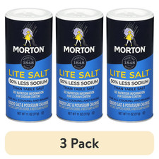  3 pack Morton Lite Salt, Low Sodium for a Heart Healthy Salt Alternative, 11oz