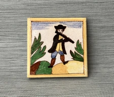 Antique AETCO American Faience European Style Art Tile, Flutist