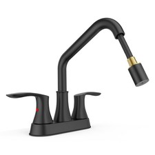 Black Utility Sink Faucet 3 Hole, Laundry Sink Faucet with Pull Out Sprayer, ...