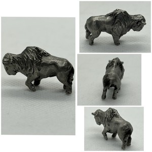 Vintage Miniature Cast Pewter Buffalo Figurine Metal Buffalo Figurine