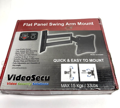 FACTORY SEAL VideoSecu Flat Panel Swing Arm Adjustable Mount Max 15 Kgs / 33 Lbs