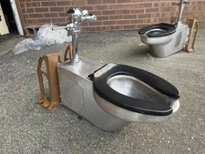 Acorn R2141-T-3 Prison Toilet, Zurn Top Spud, Iron Mounts, Used, 2 Available