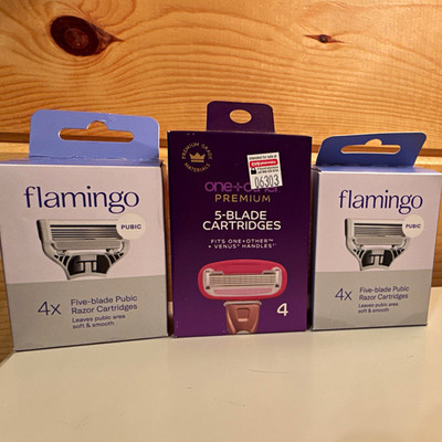 Flamingo 4-Pack 5-Blade Stainless Bikini Razor Refill, Fits Gillette Venus