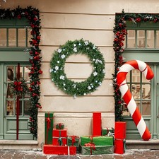 In/Outdoor Pre-lit 48/60in Artificial Christmas Wreath with LED Lights Decor