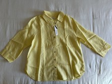 Chico's Women’s Yellow Linen Button Front Top Blouse Size 2 Large NWT