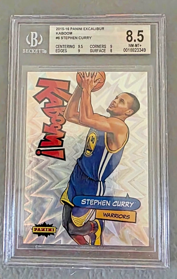 STEPHEN CURRY 2015-16 PANINI EXCALIBUR KABOOM! SSP CASE HIT #6 BGS 8.5 Q5380