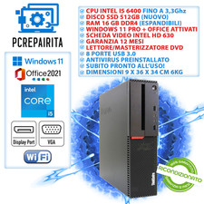 LENOVO PC COMPUTER DESKTOP FISSO I5 6GEN 16GB RAM 512 SSD WIN 11 RICONDIZIONATO