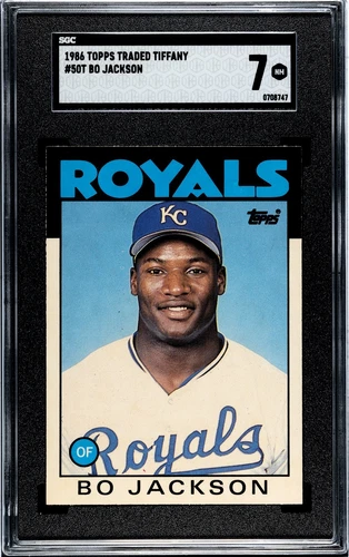 Bo Jackson 1986 Topps Traded Tiffany Card (RC) #50T- SGC Graded 7 NM - KC ROYALS