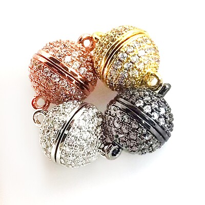 ONE CZ Micro Pave Round Ball Magnetic Clasp Strong 6mm 8mm 10mm 12mm 14mm
