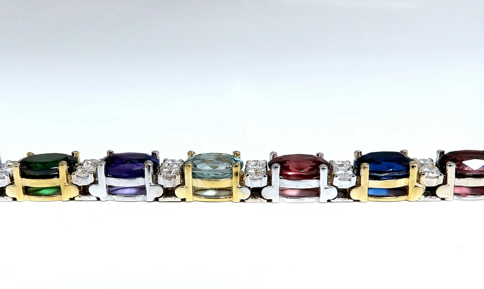 26.50ct Natural Emeralds Aquamarines Red Tourmaline Bracelet 14 Karat Gemline** - Image 4 of 4