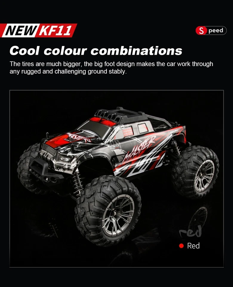 1:16 KF11 RC Car 2.4G 4WD Brushed High Speed Electric Off-Road RC Truck Toy - Image 4 of 4