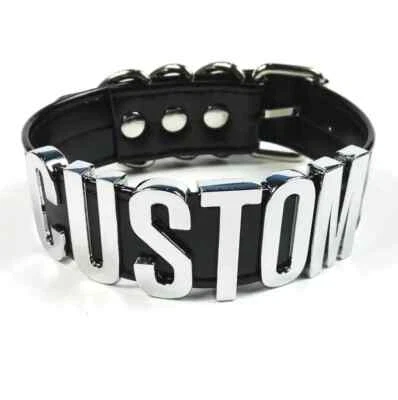 THE BLACK FELINE Leder Choker Kette Halsband Damen BDSM Leder Halsbander mit Namen Fetisch Frau