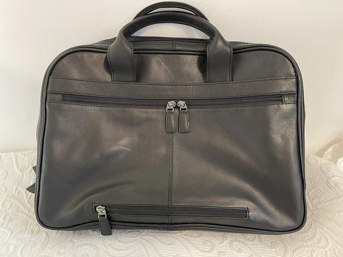 NEW Mori Men's Black Leather Business Briefcase/Computer Bag W/Shoulder  Strap | eBay