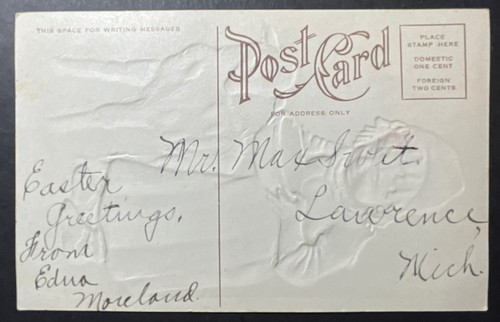 Ostergrüße bedruckt geprägt junges Mädchen Schüssel Milchlamm - Bild 2 von 2