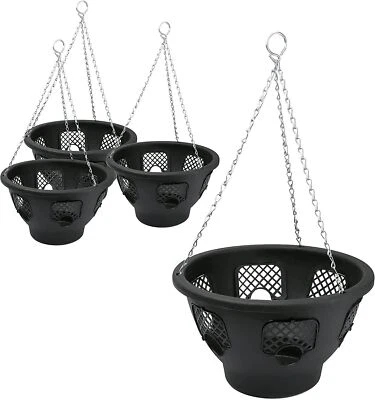 VALUE POUND Black Plastic Basket Hanging 12 Inch For Flowers Plants Garden Hanging Basket