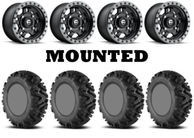 Kit 4 EFX MotoMTC Tires 30x10-14 on Fuel Anza Matte Black D557 Wheels IRS