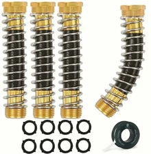 Morvat Brass Coiled Garden Hose Kink Protector, 4 Pack